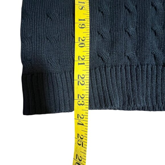 LRL Black Cable Knit Sweater Fisherman Preppy Academia Money Ivy League Large - Picture 5 of 8